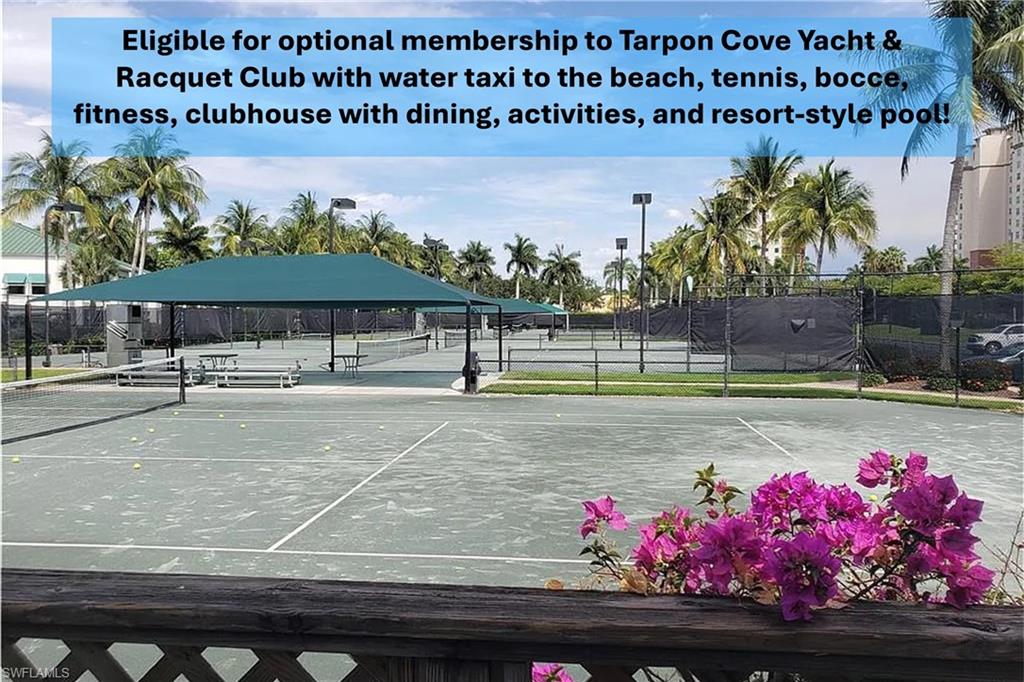 1300 Venetian Way Naples, FL 34110 - Photo 25 of 40 Eligible for optional membership to Tarpon Cove Yacht & Racquet Club with water taxi to the beach, tennis, bocce, fitness, clubhouse with dining, activities, and resort-style pool!