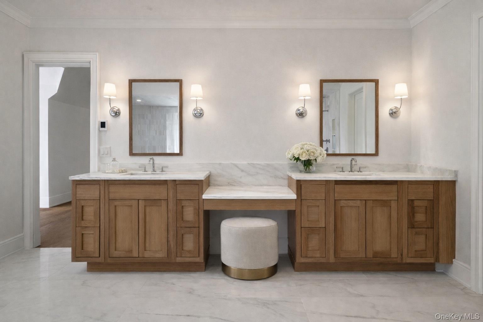 25 West Creek Farms Road Sands Point, NY 11050 - Photo 26 of 39 a bathroom with a granite countertop sink and a mirror