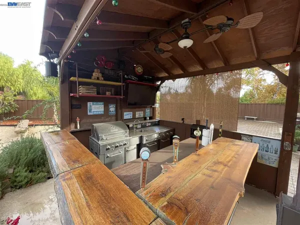 a building outdoor space with patio furniture