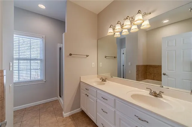 a bathroom with a bathtub