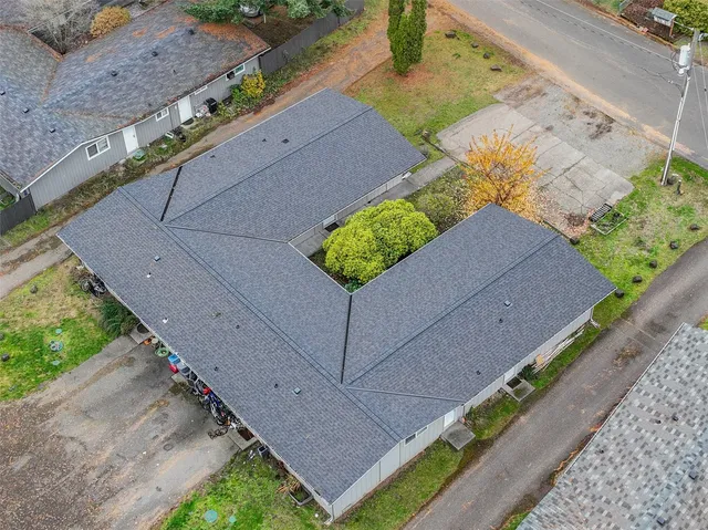 a view of a yard with an outdoor space