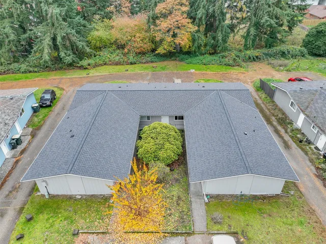 a view of an outdoor space and a swimming pool