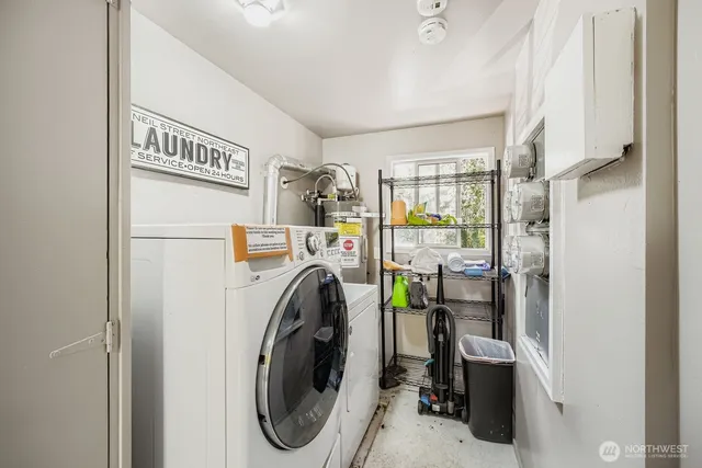 a utility room with dryer and washer
