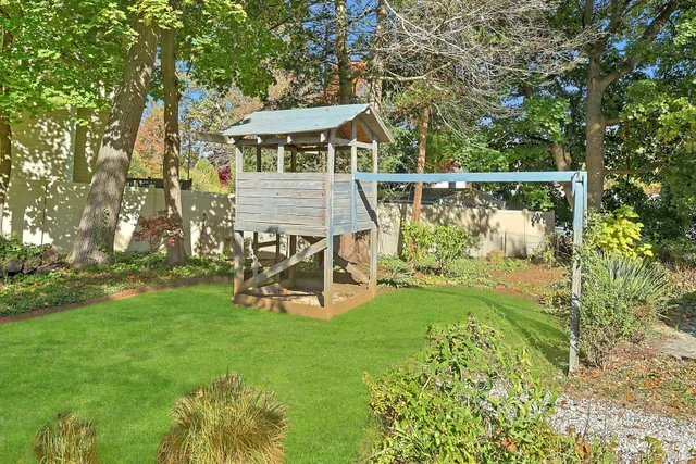 a view of backyard with green space