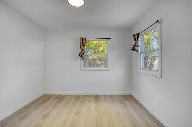 an empty room with a workbench