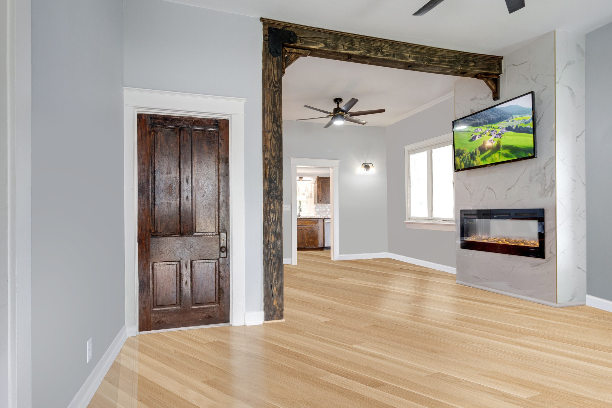 430 Center Avenue Dickson, TN 37055 - Photo 2 of 14 a view of a livingroom with a fireplace a fireplace and wooden floor
