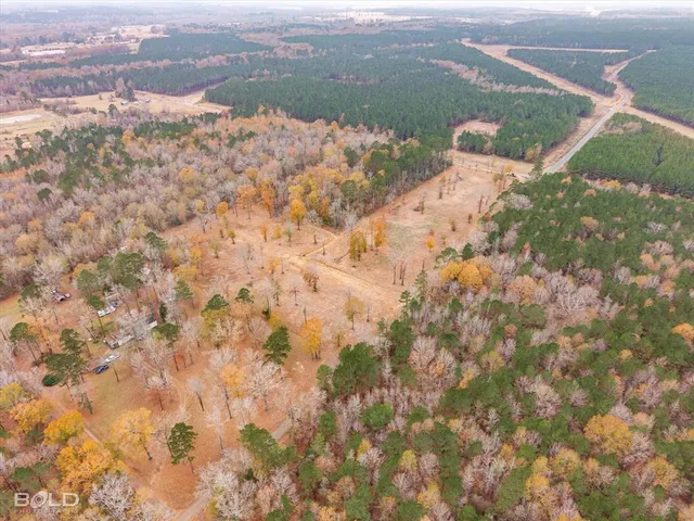 a view of a field with mountains in the background