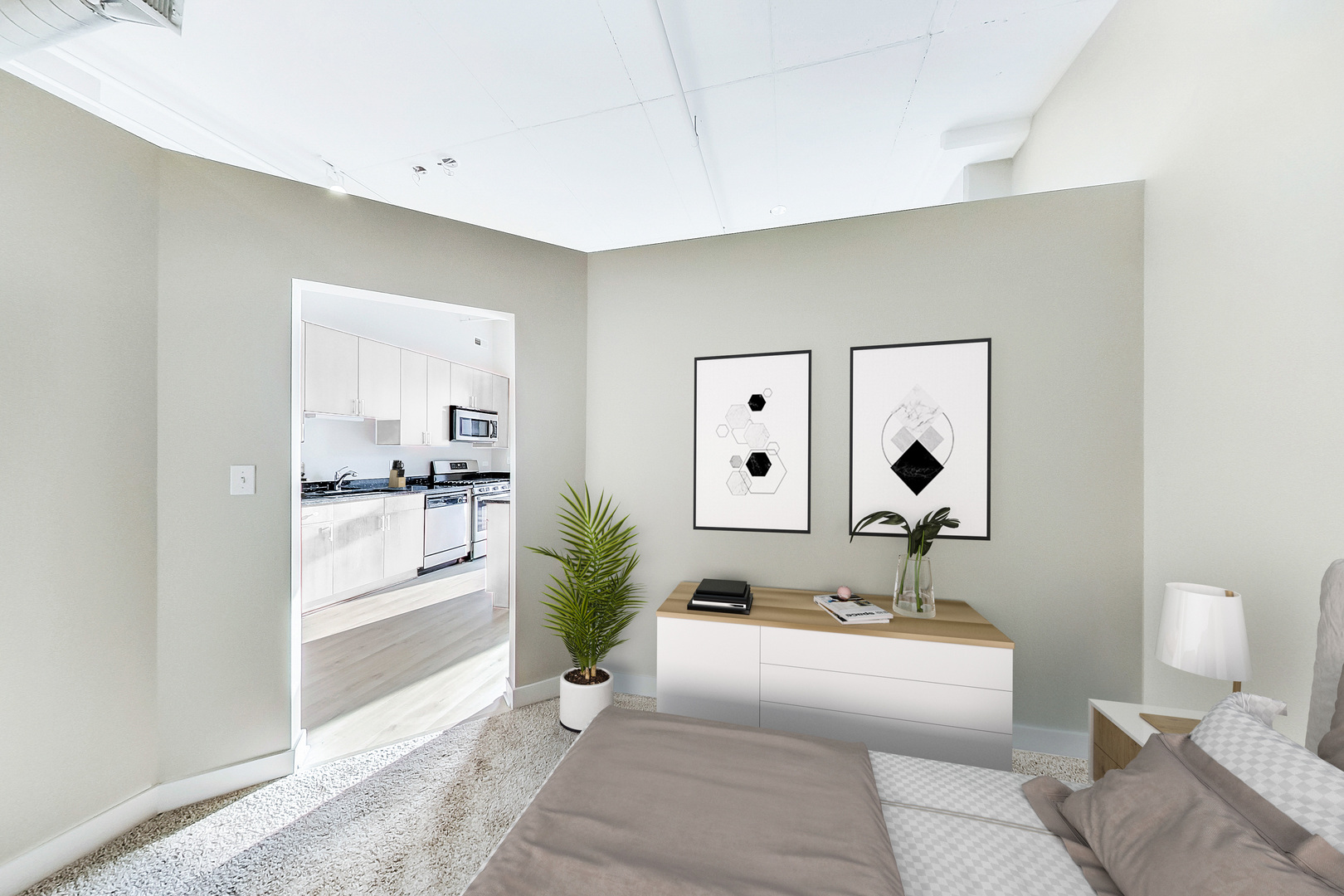 740 West Fulton Street, Unit 905 Chicago, IL 60661 - Photo 15 of 23 a living room with furniture and a potted plant