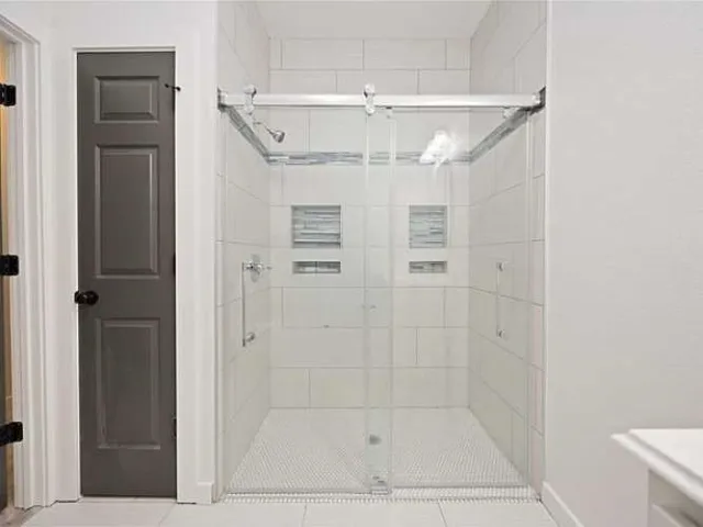 a bathroom with a shower