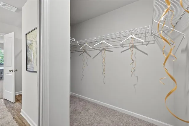 a view of a room with racks on the wall