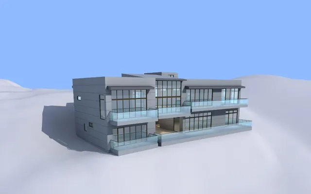 a view of roof deck with large window and wooden floor