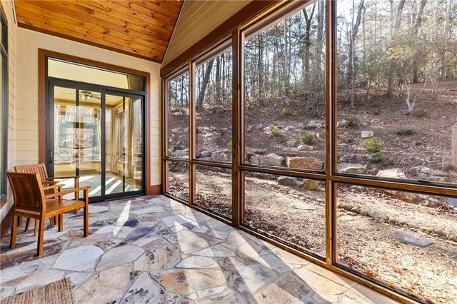 a view of a yard with trees