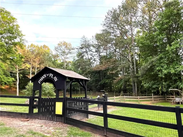 an outdoor space with garden view