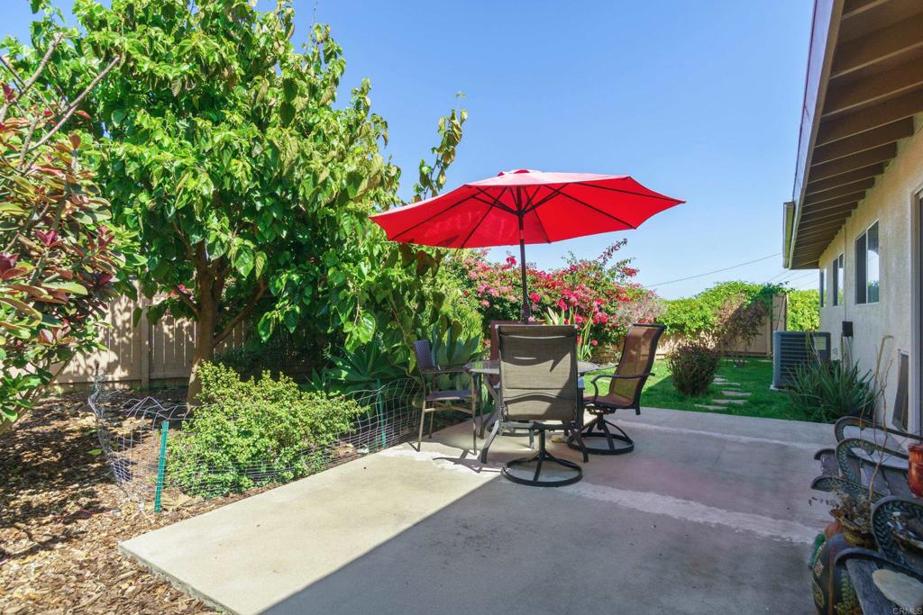 306 Fowles Street Oceanside, CA 92054 - Photo 26 of 29 a view of a patio with a table and chairs under an umbrella