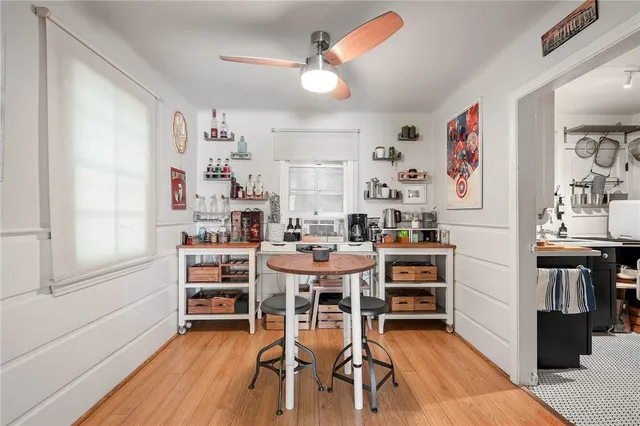 a workspace with furniture and window