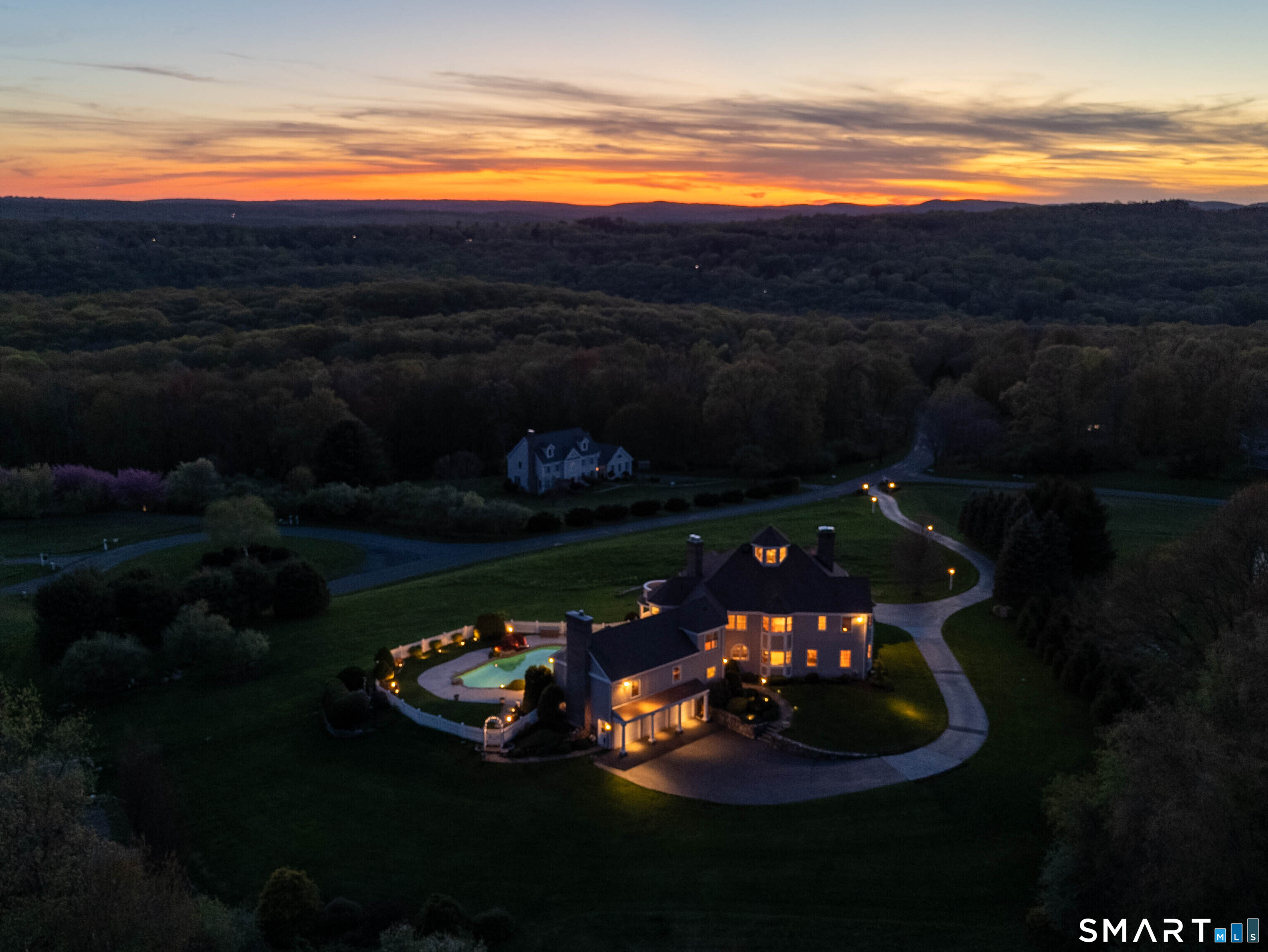 7 Long Meadow Lane Redding, CT 06896 - Photo 12 of 38 Aerial View Highlighting Estate Scale, Setting, and Natural Surroundings