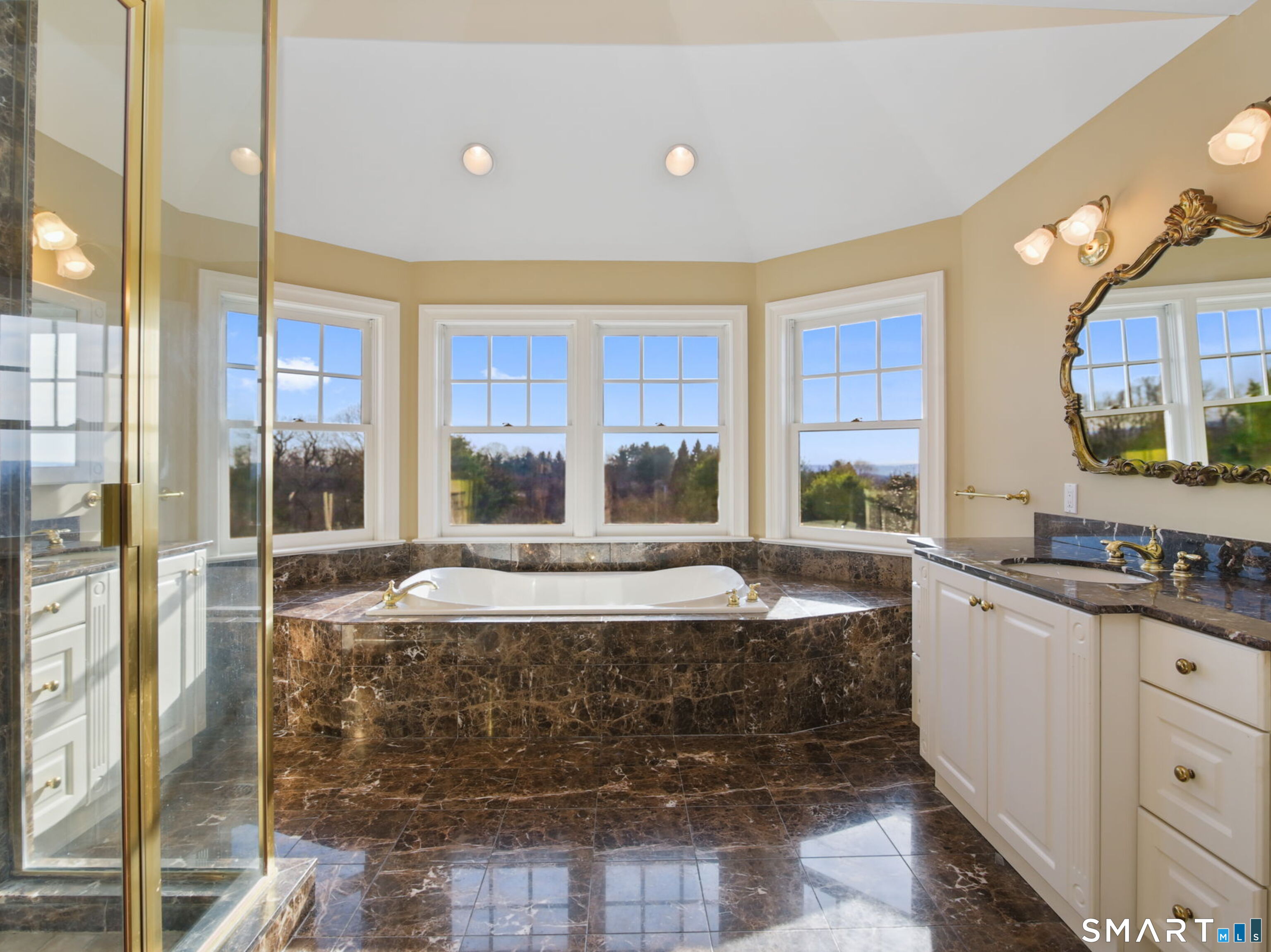 7 Long Meadow Lane Redding, CT 06896 - Photo 37 of 38 Primary Bathroom with Bay Window and Open Outlook