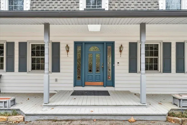 a building outdoor space with seating space