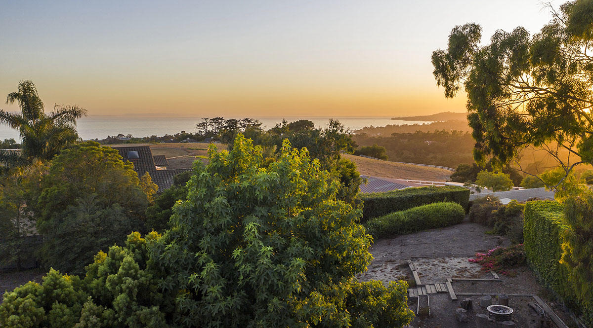 a view of a lake with a city