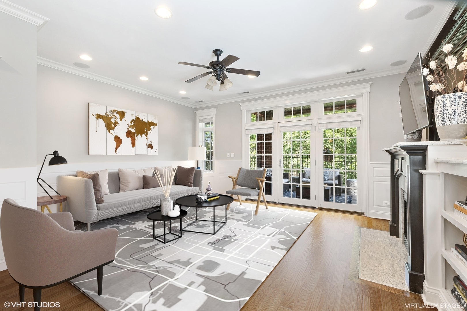 1215 West School Street, Unit 2E Chicago, IL 60657 - Photo 2 of 16 a living room with furniture a fireplace and a large window
