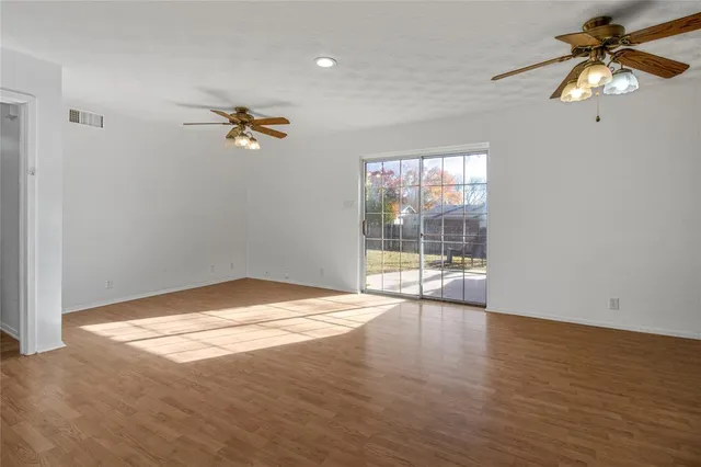 a view of a room with a window