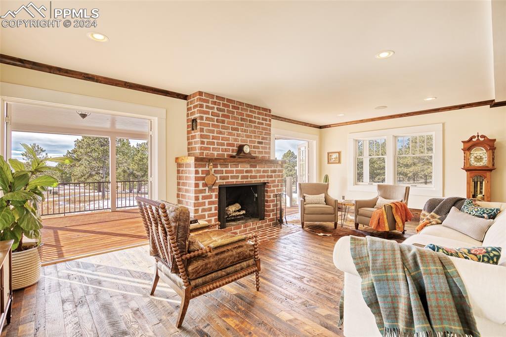 11508 Shaugnessy Road Colorado Springs, CO 80908 - Photo 10 of 49 a living room with furniture and a fireplace