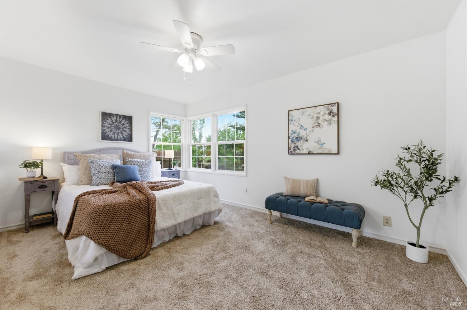 691 Annette Avenue Vallejo, CA 94591 - Photo 16 of 41 a spacious bedroom with a bed and a potted plant