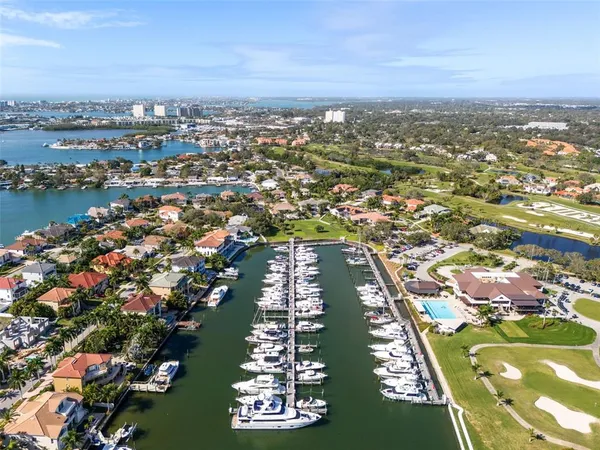 an aerial view of residential houses with city view