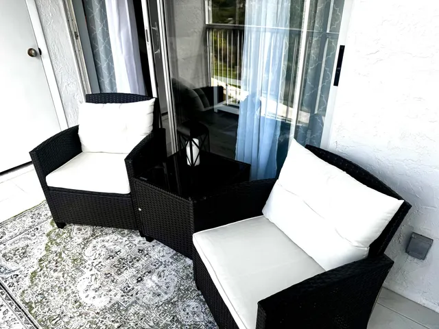 a living room with furniture