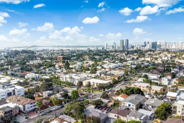 an aerial view of a city