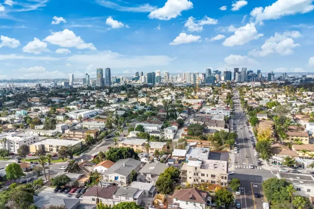 an aerial view of a city