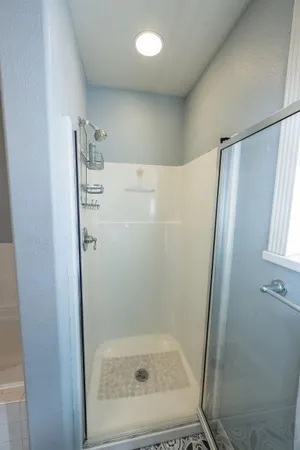 a bathroom with a shower