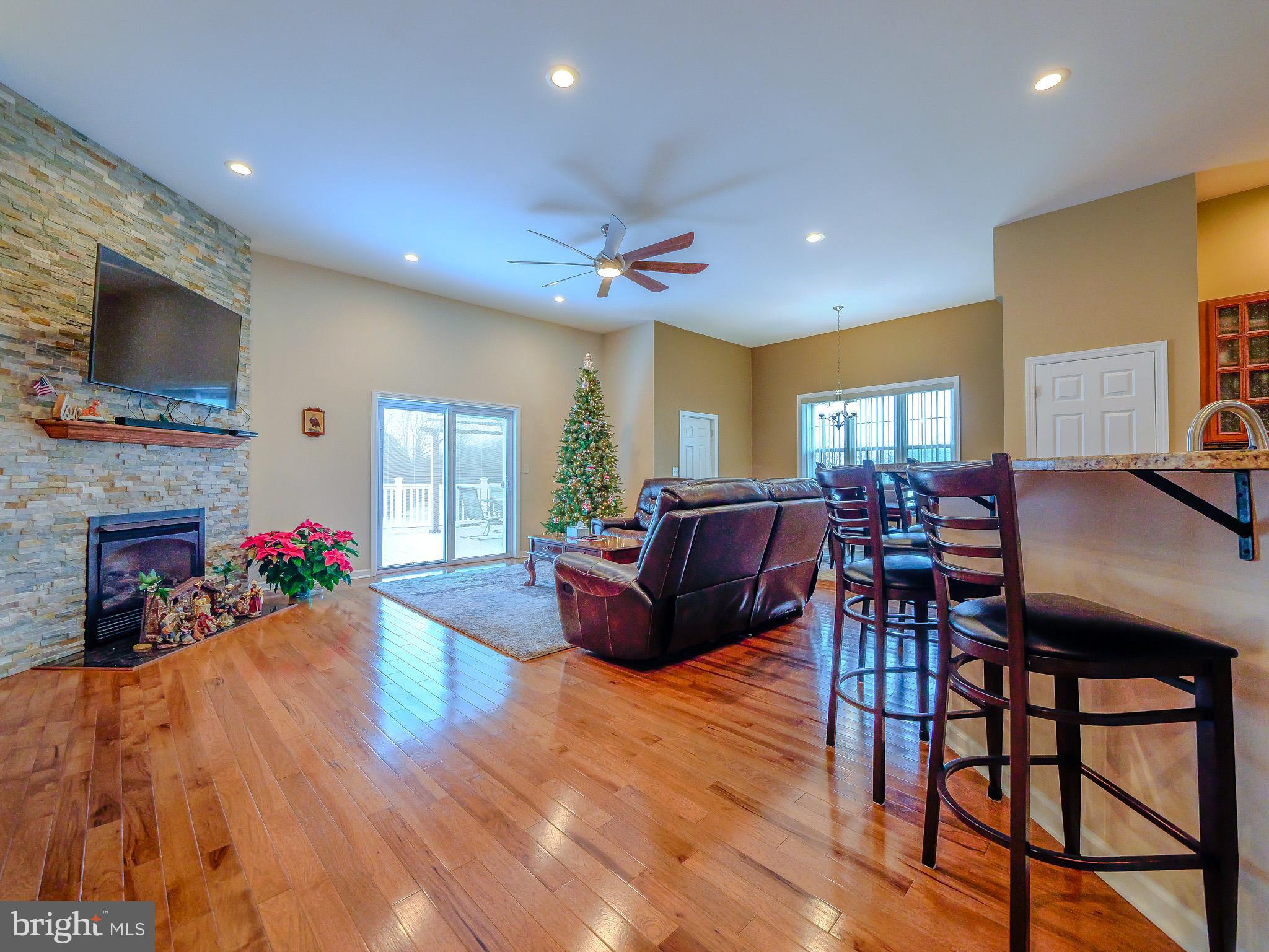 559 Franklinville Road Mullica Hill, NJ 08062 - Photo 3 of 41 a living room with furniture a flat screen tv and a fireplace