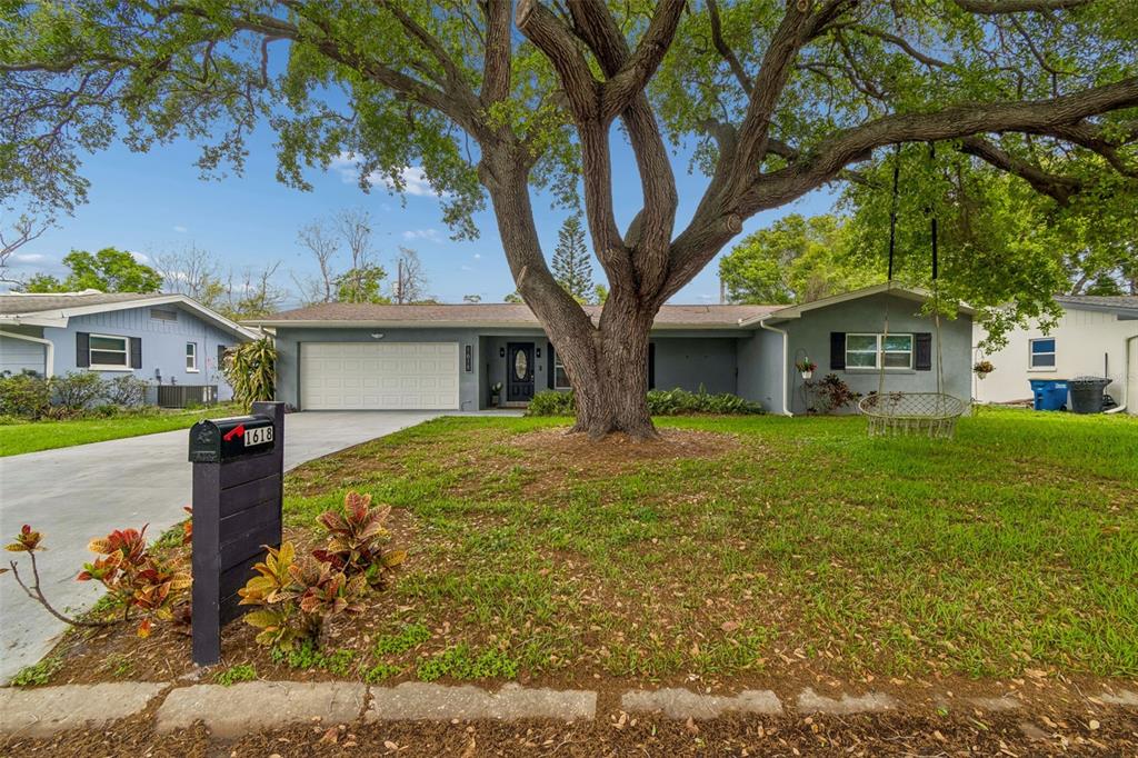 1618 Barry Road Clearwater, FL 33756 - Photo 59 of 71 a front view of a house with a garden and tree