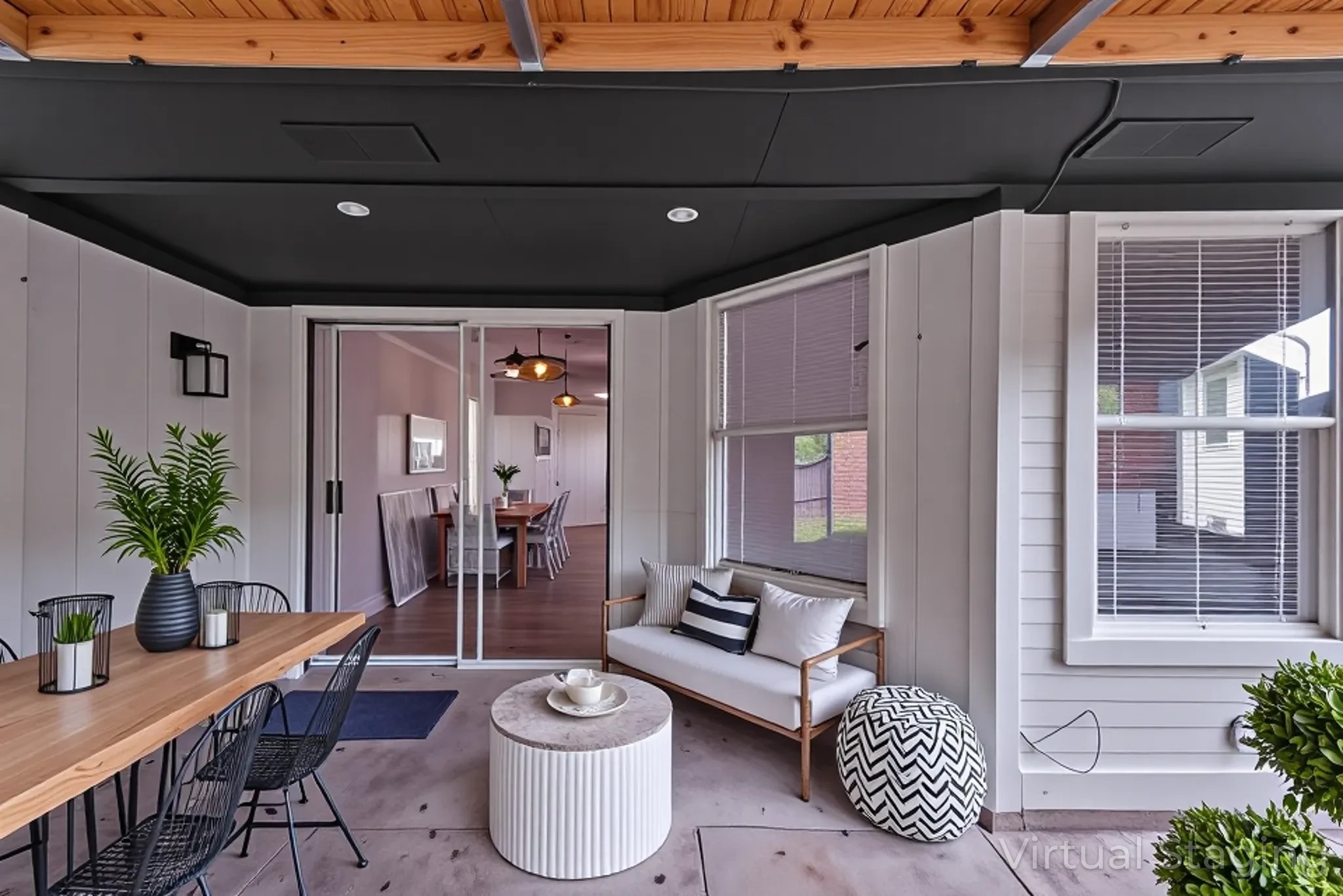 23426 Prairie Bird Drive Spring, TX 77373 - Photo 9 of 34 a view of a patio with table and chairs potted plants and floor to ceiling window