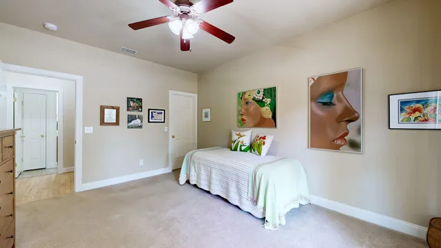 a view of a yard with some trees