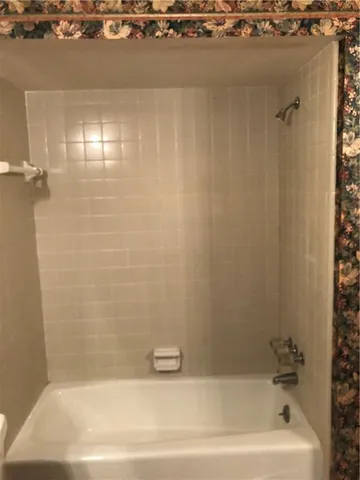 a bathroom with a bathtub