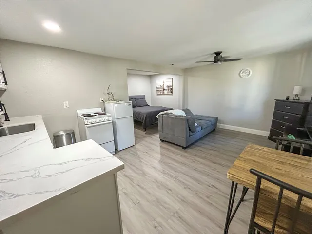 a living room with furniture