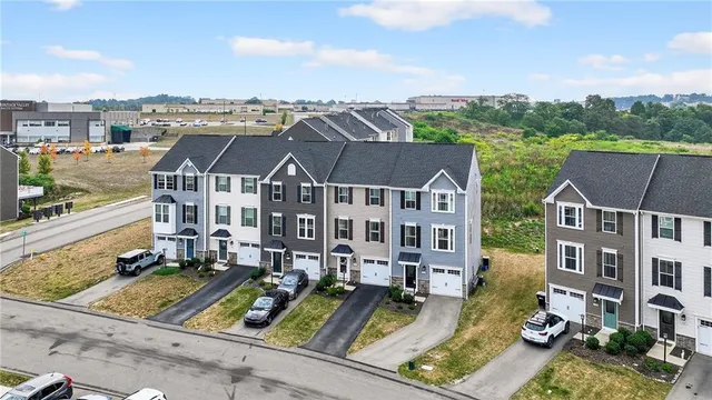 an aerial view of multiple houses