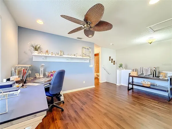 a workspace with furniture