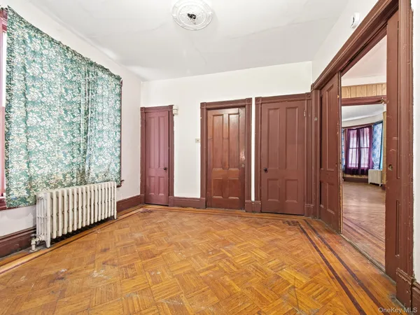 an empty room with windows