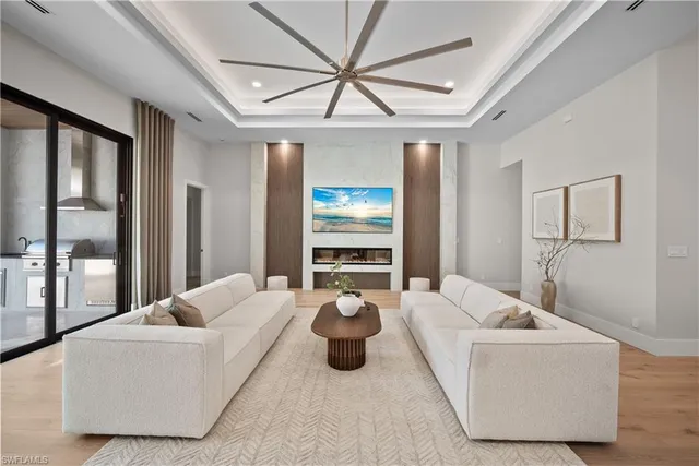 a living room with furniture