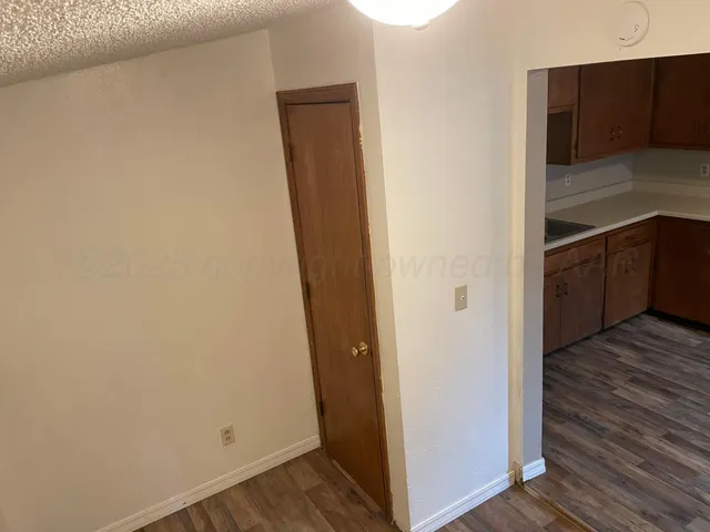 a view of a kitchen from the hallway