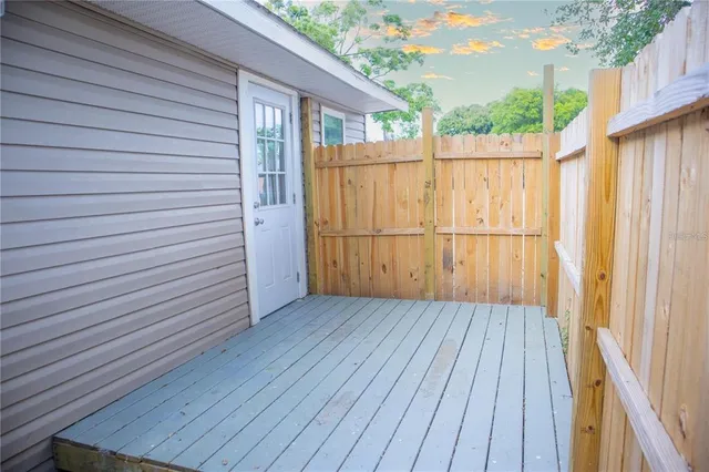 a view of a wooden deck