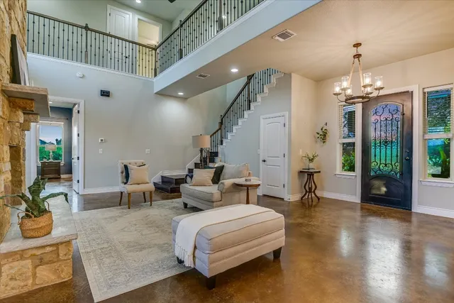 a living room with furniture