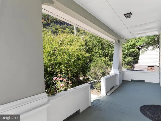 a view of porch with seating space