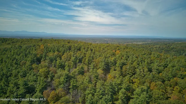 an aerial view of residential house with green space and trees all around