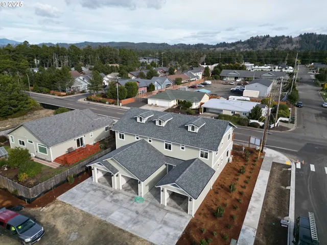 an aerial view of a house