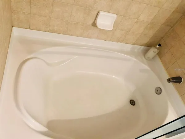 a bathroom with a bathtub