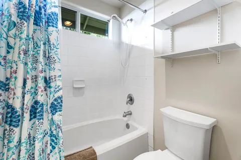 a bathroom with a toilet and a bathtub